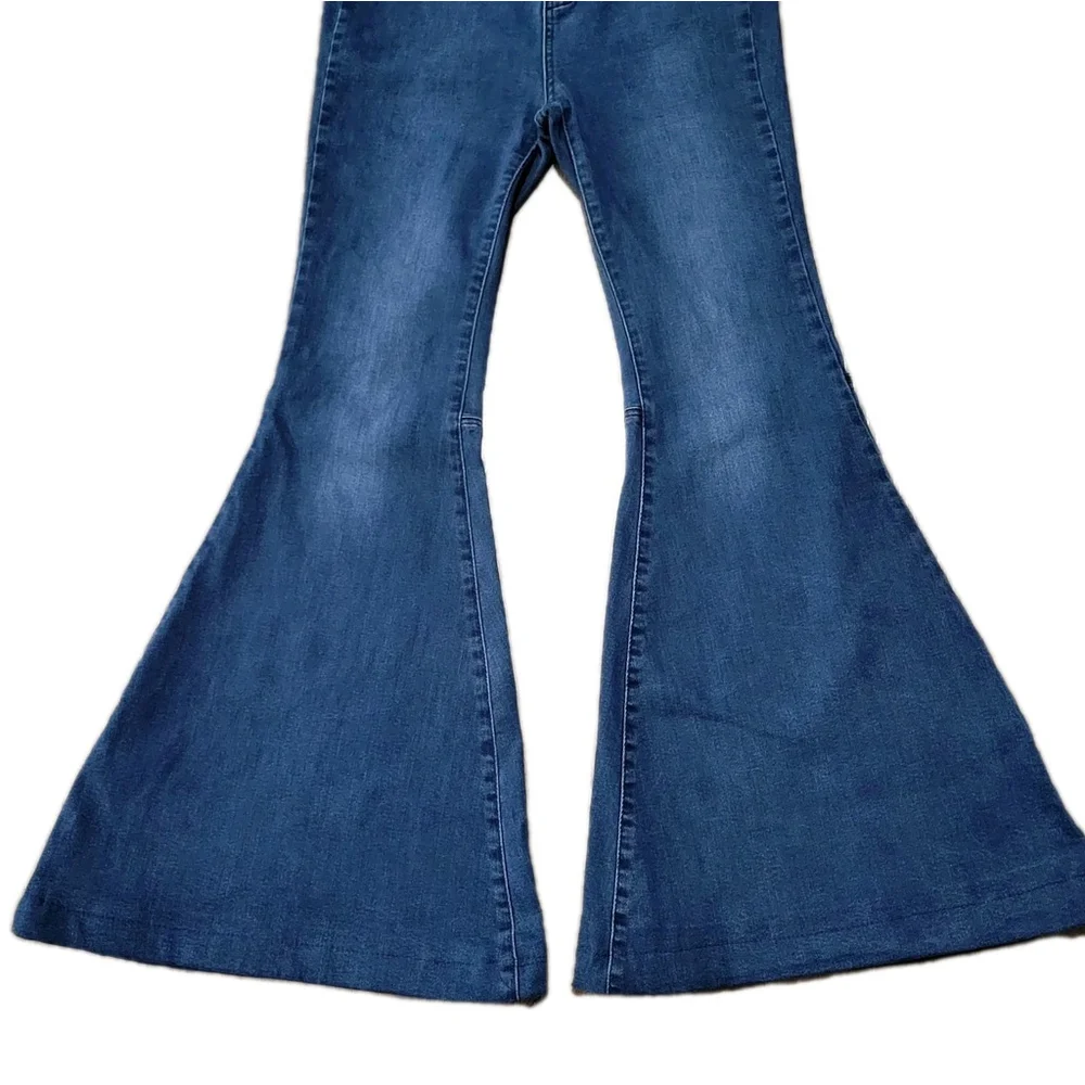 Free People Just Flare Wide-Leg High-Rise Blue Jeans Women's 27 Inseam 30